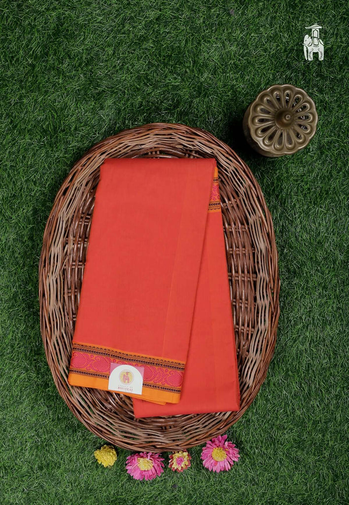 Persian Red Maheshwari Cotton Saree