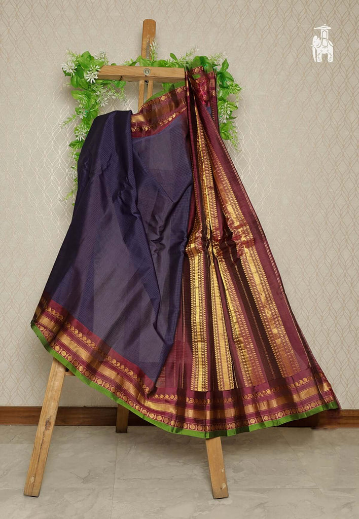 Purple Cotton Gadwal Saree