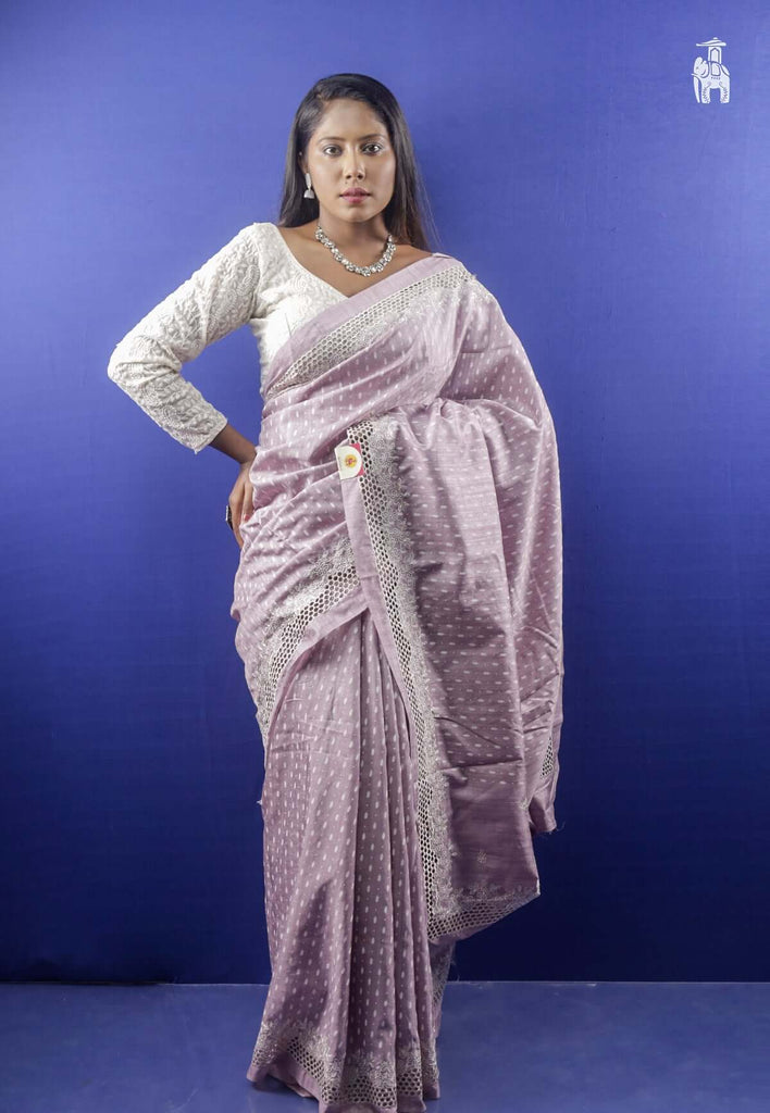 Lavender Embroidery Saree