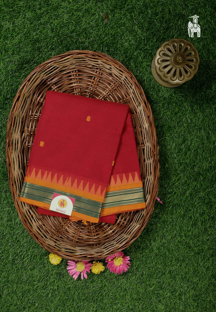 Red Cotton Kanjivaram Saree