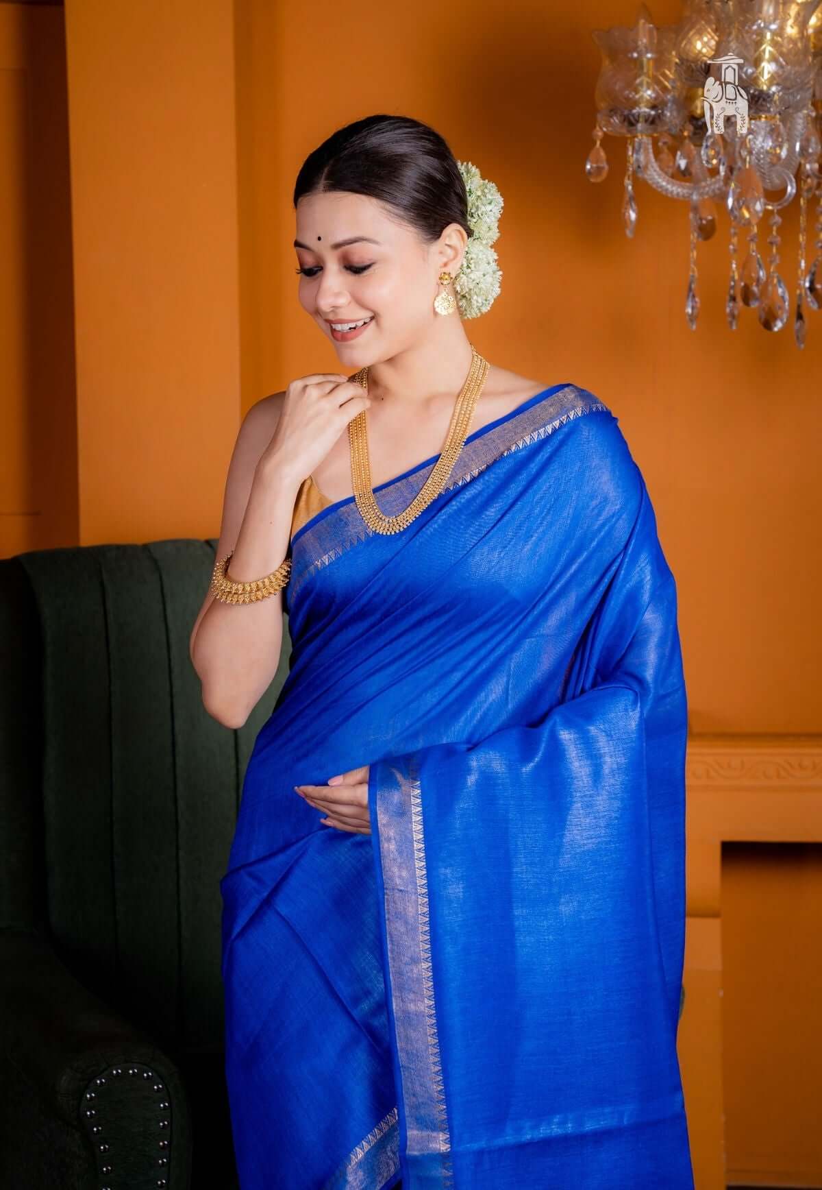 Royal blue silk saree for wedding new arrivals