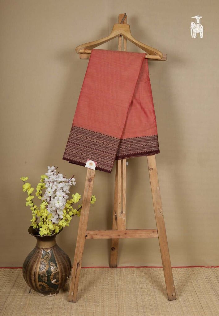 Rust Narayanpet Cotton Saree