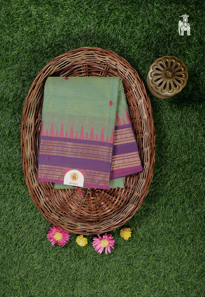 Sage Green Cotton Kanjivaram Saris