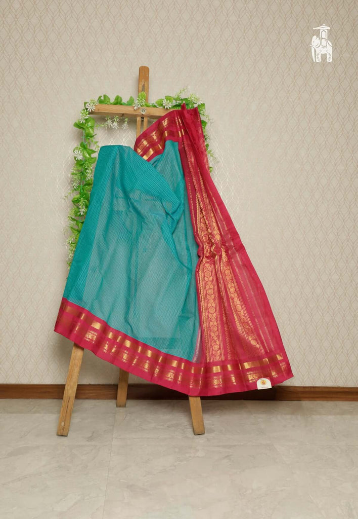 Teal Blue Gadwal Sico Saree