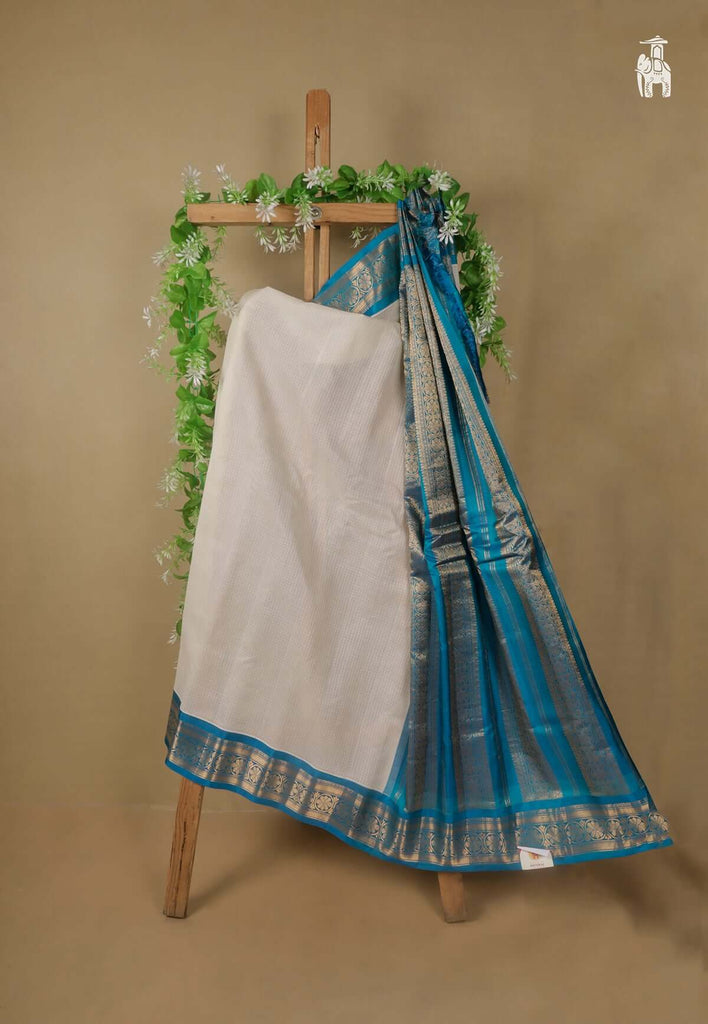White Cotton Gadwal Saree