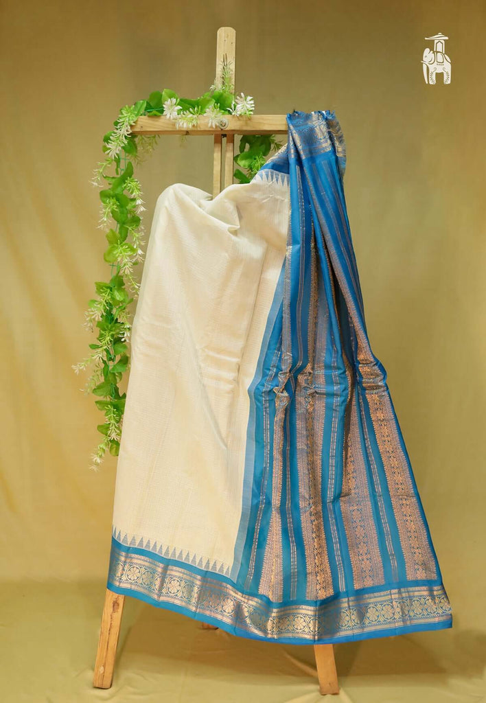 White Gadwal Sico Saree