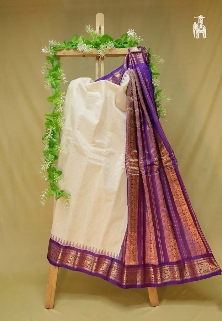 White Gadwal Sico Saree