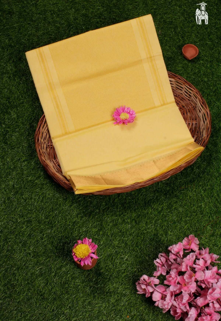 Yellow Mangalgiri cotton saree
