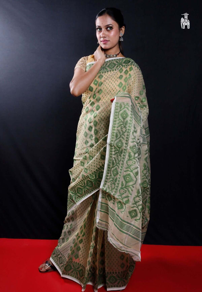 Beige Dhakai Jamdani Saree