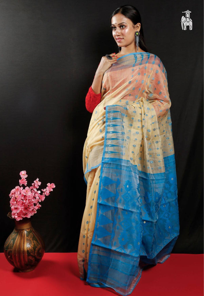 Beige Dhakai Jamdani Saree