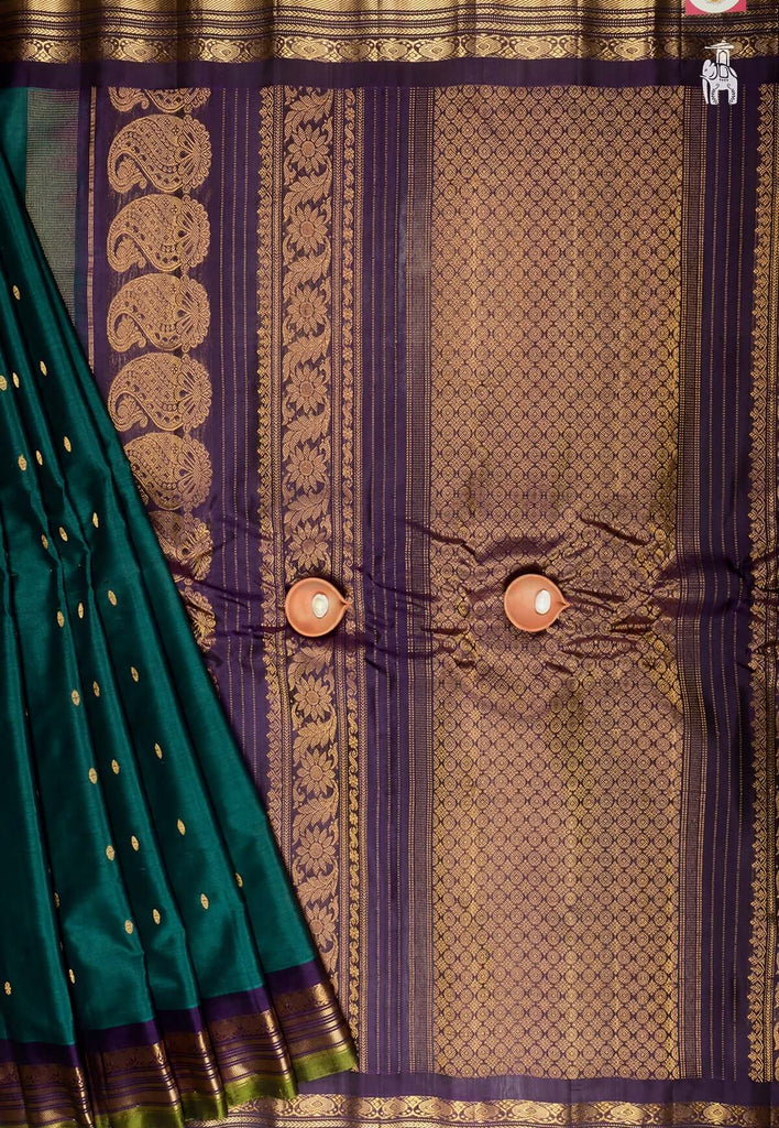 Bottle Green Gadwal Sico Saree