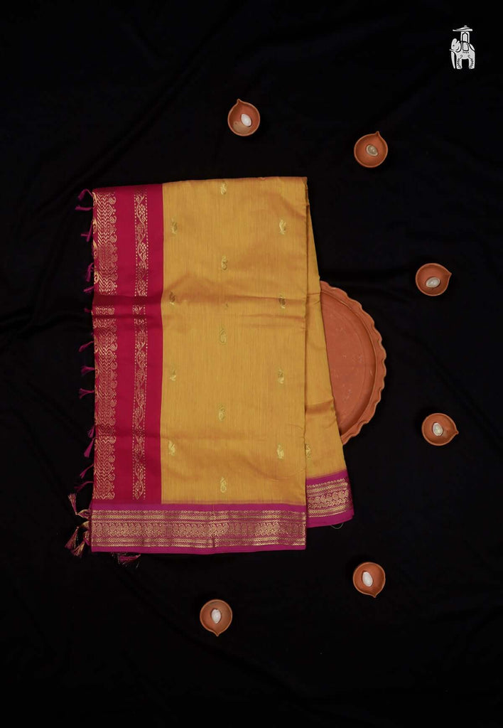 Copper Mercerised Cotton Gadwal Saree