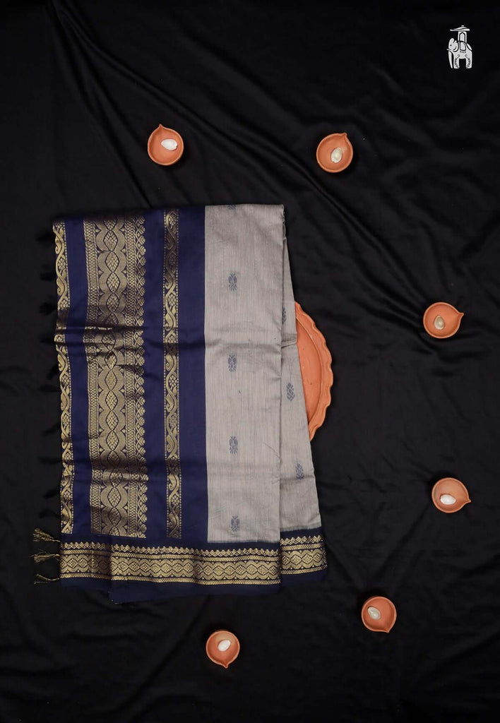 Dusty Grey Mercerised Cotton Saree