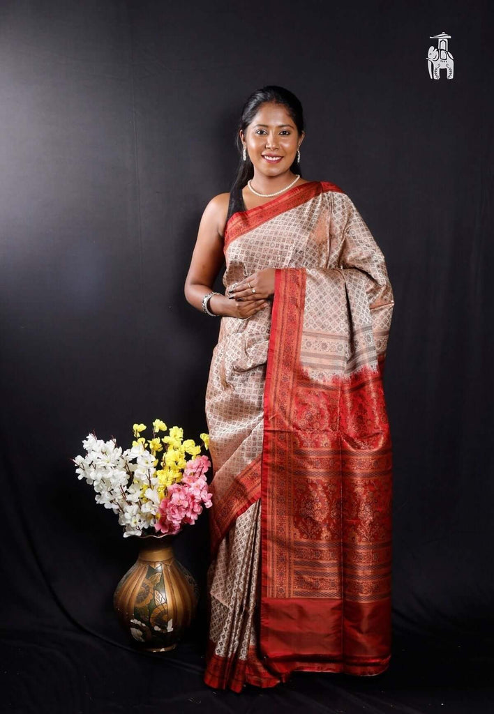Light Grey Pashmina Silk Saree
