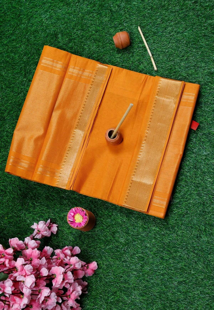 Mustard Yellow Saree For Saraswati Puja