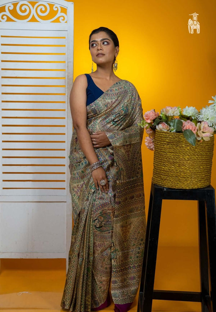 Radish Madhubani Print Saree