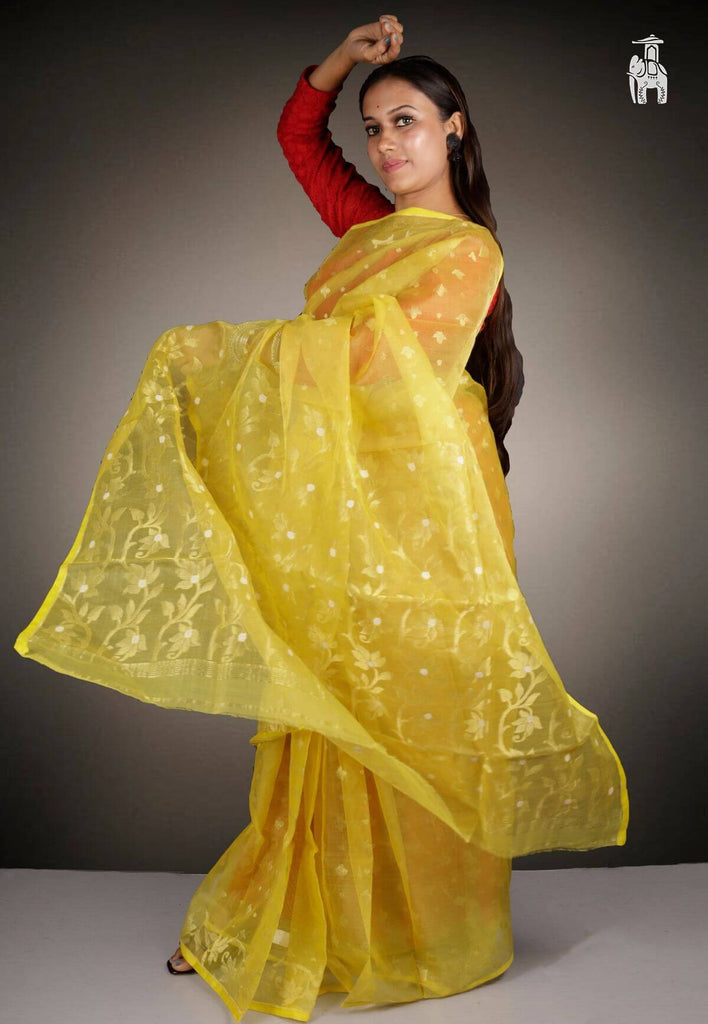 Yellow Dhakai Jamdani Saree